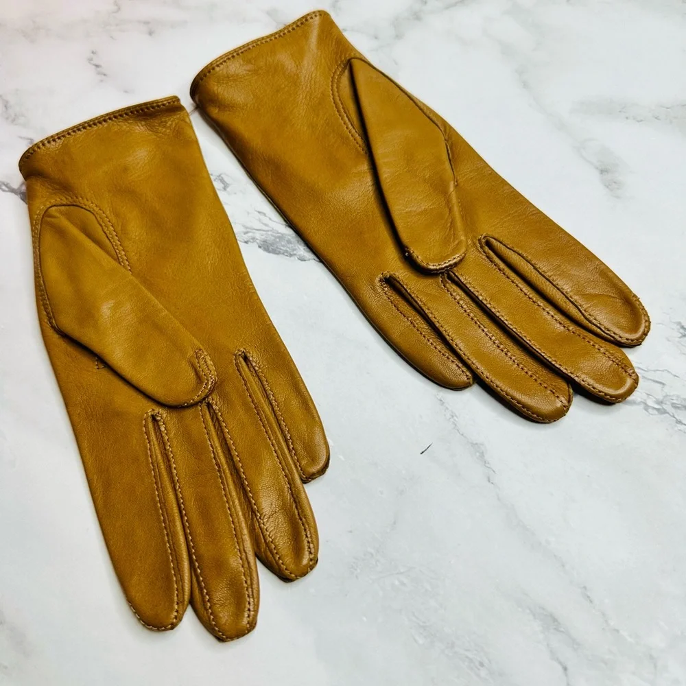 NEW! Seymoure Camel Italian Leather Original Washable Driver Gloves